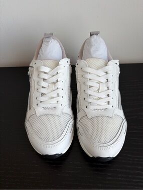 SANDRO Leather and Mesh Flame Sneakers